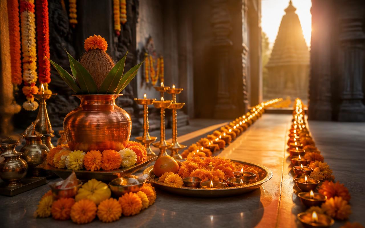 Traditional Vedic puja setting representing the Kal Sarp Dosh Niwaran project